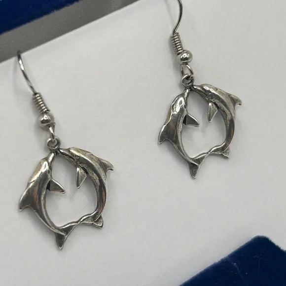 Silver Dolphin Earrings - Picture 3 of 8